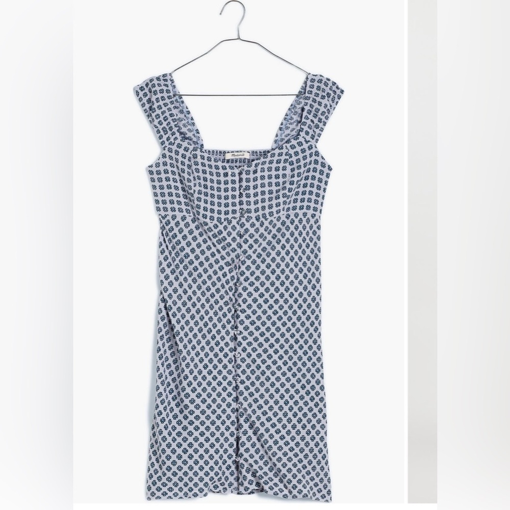 [JUST IN] NWT MADEWELL Patterned Button Down Mini Dress Soft Blue Sz 6 - Picture 12 of 12